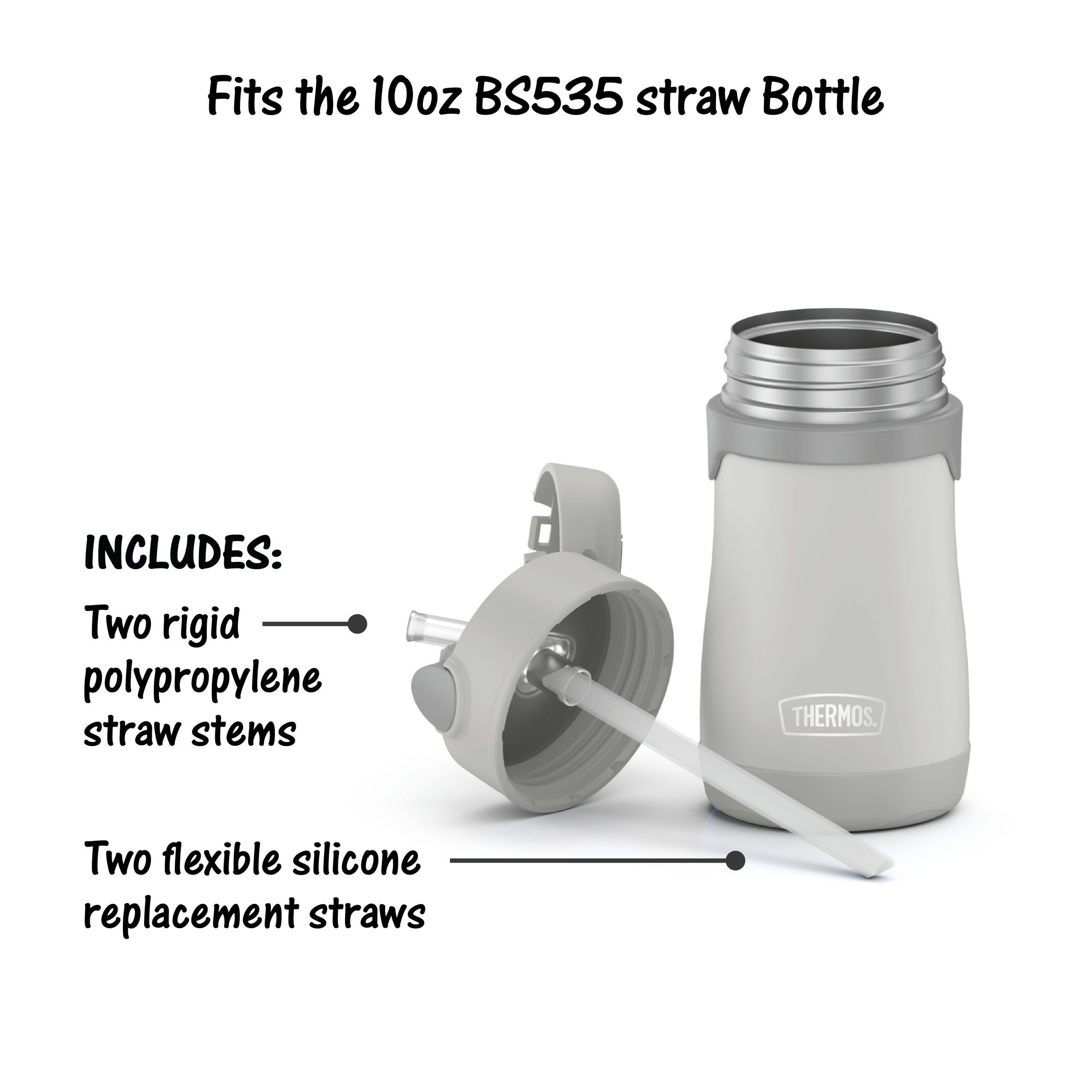 10oz THERMOS KIDS BOTTLE REPLACEMENT STRAWS 2-PACK - Image 5