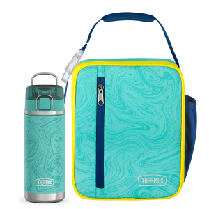 Teal Marble Upright & 18oz Icon Kids Water Bottle Bundle